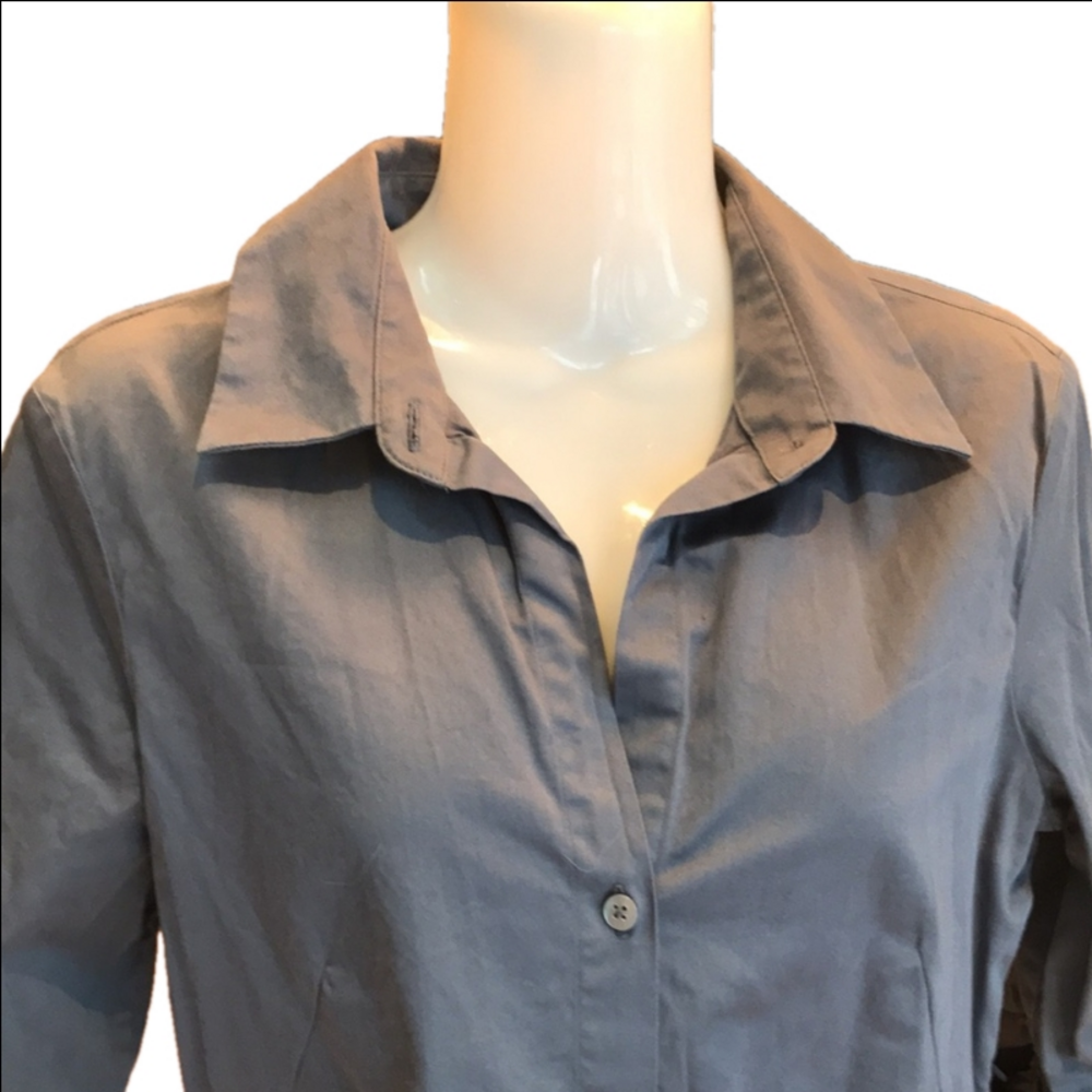 Banana Republic Grey Tailored Crisp Cotton Button Up Dress Shirt Women's S - Picture 3 of 16
